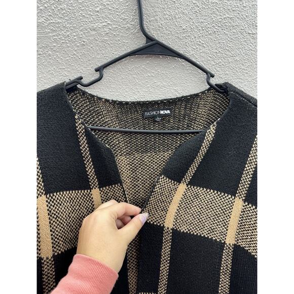 Womens Fashion Nova Cardigan Size Large How You Plaid Me Long Sleeve Open Front - Picture 3 of 12